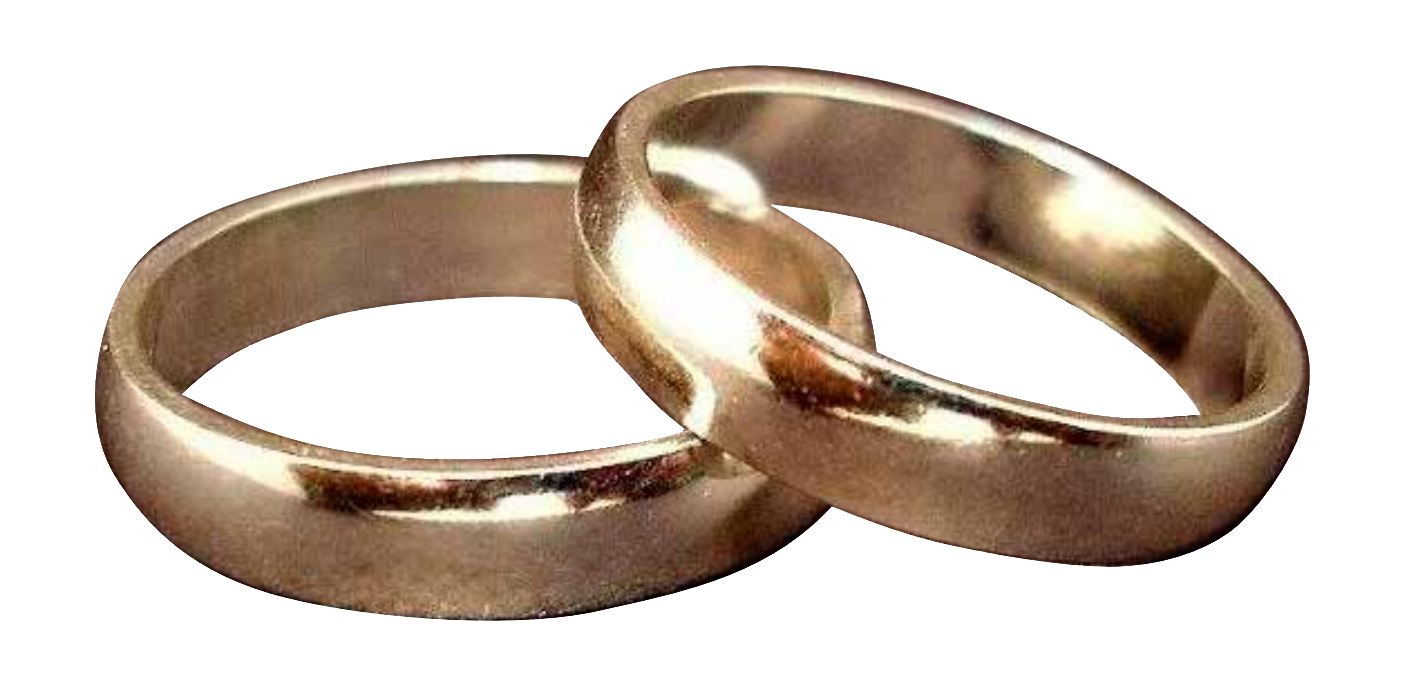 A photo of wedding rings, one stacked on top of the other.
