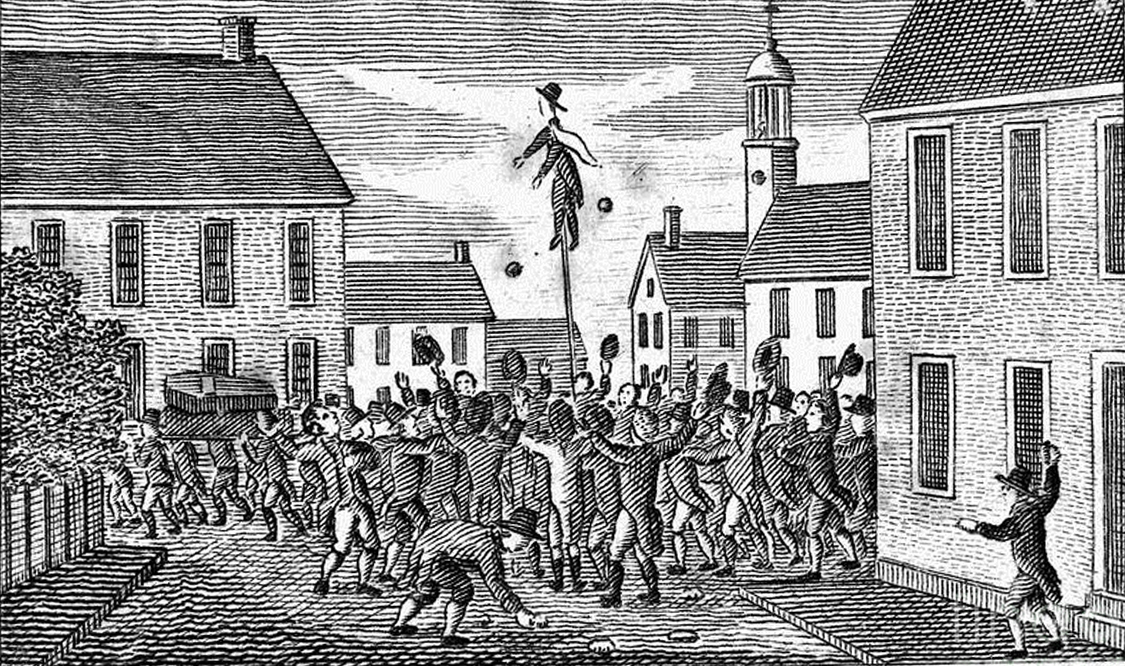 An illustration of the Stamp Tax riots