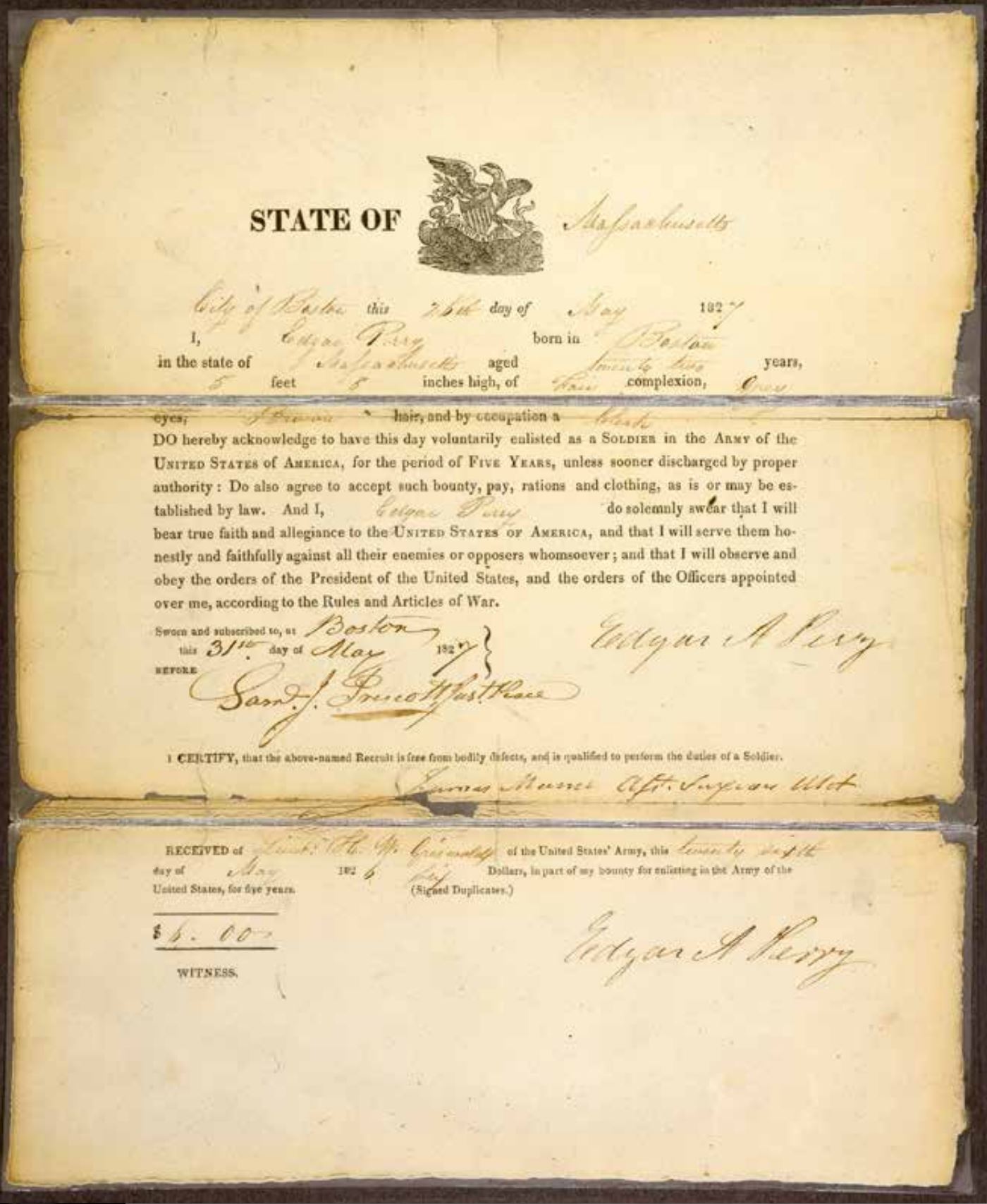 A photo of Enlistment Papers