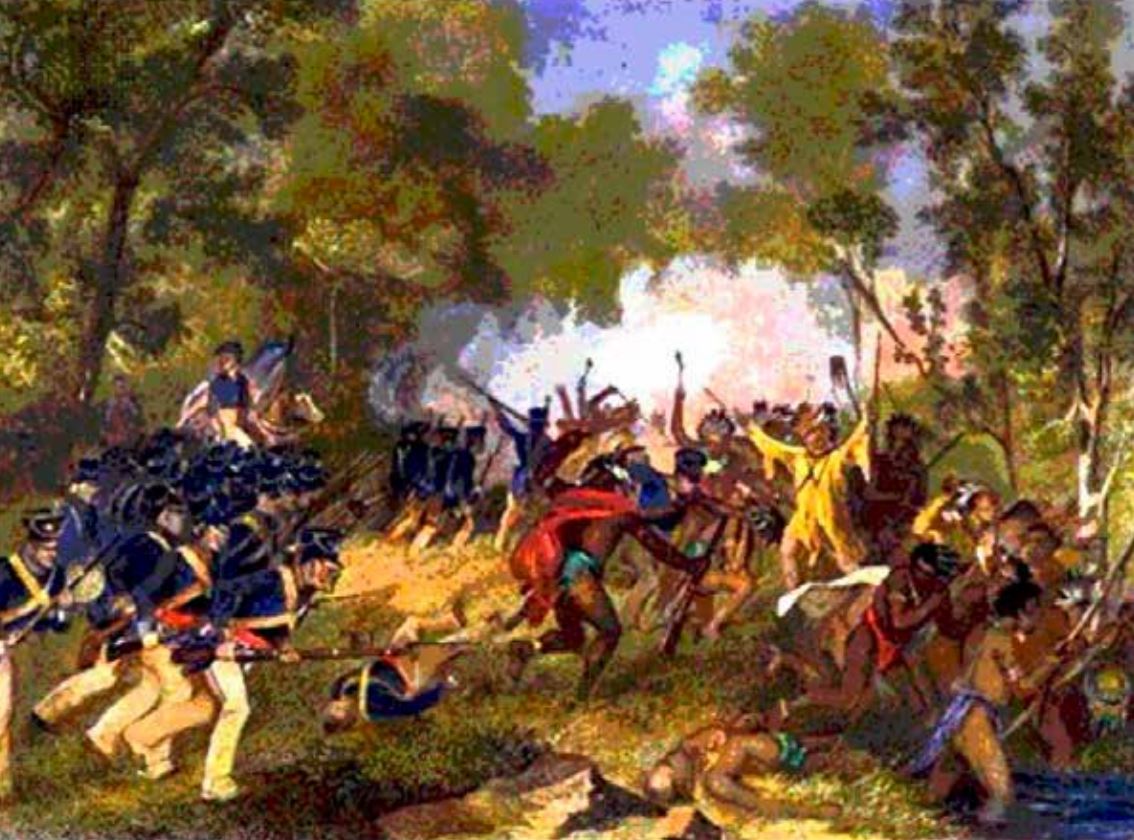 A painting of The Battle of Tippecanoe 