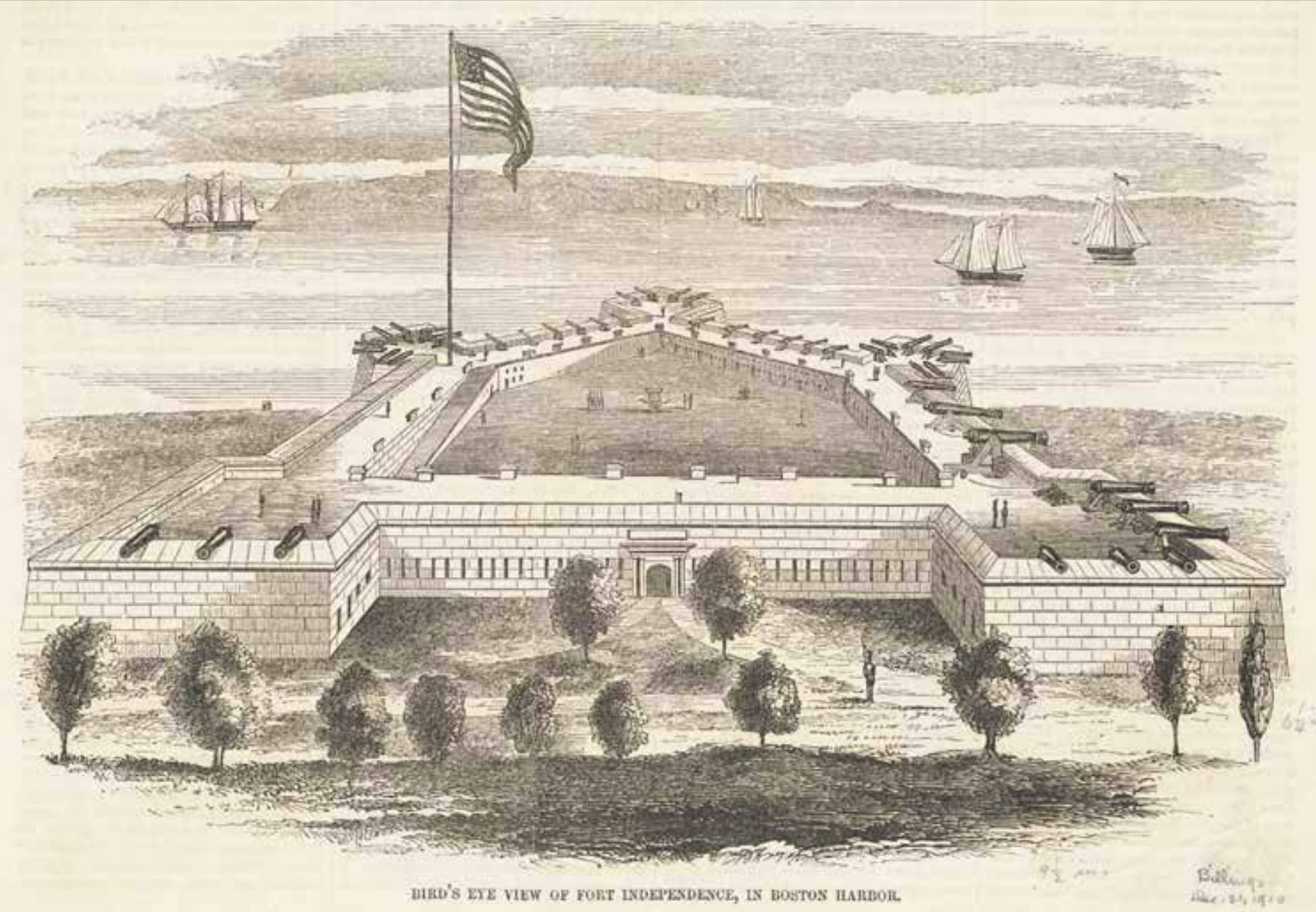 A drawing of the five-sided “star fort” concept