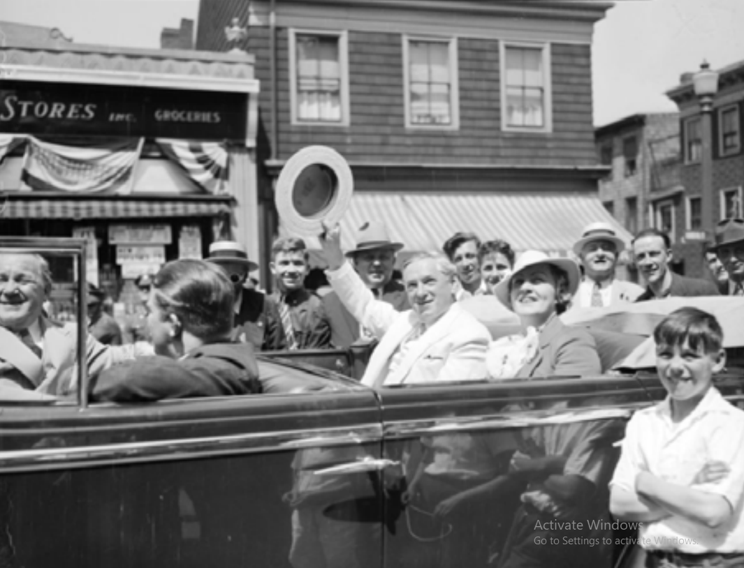 Governor Curley at the Bunker Hill Day parade in Charlestown, 1936