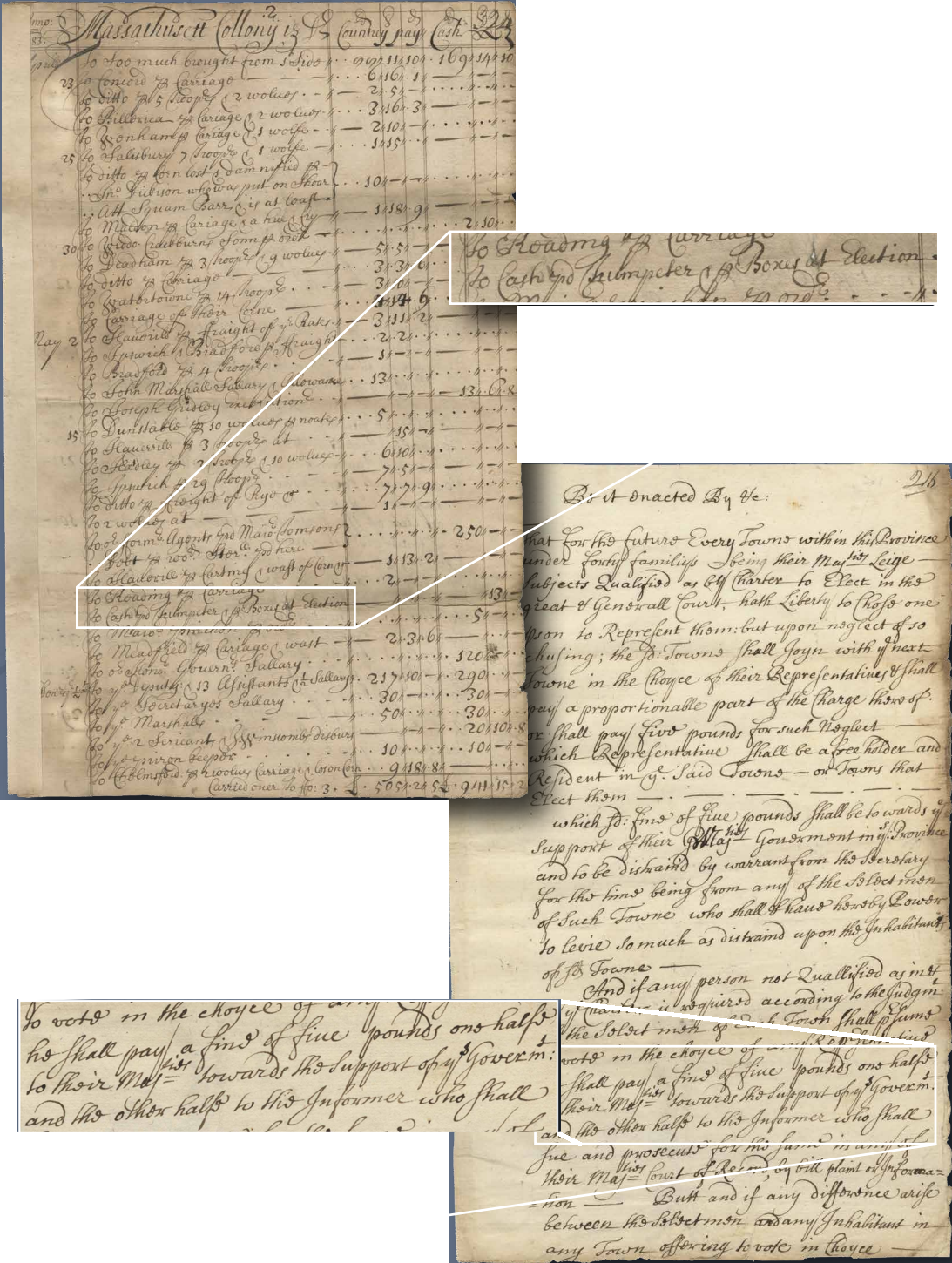 A photo of two colonial era documents