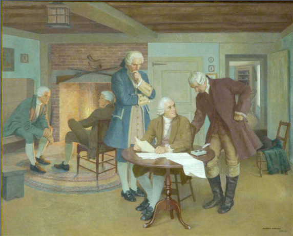 John Adams, Samuel Adams and James Bowdoin drafting
the Massachusetts Constitution. National Park Service