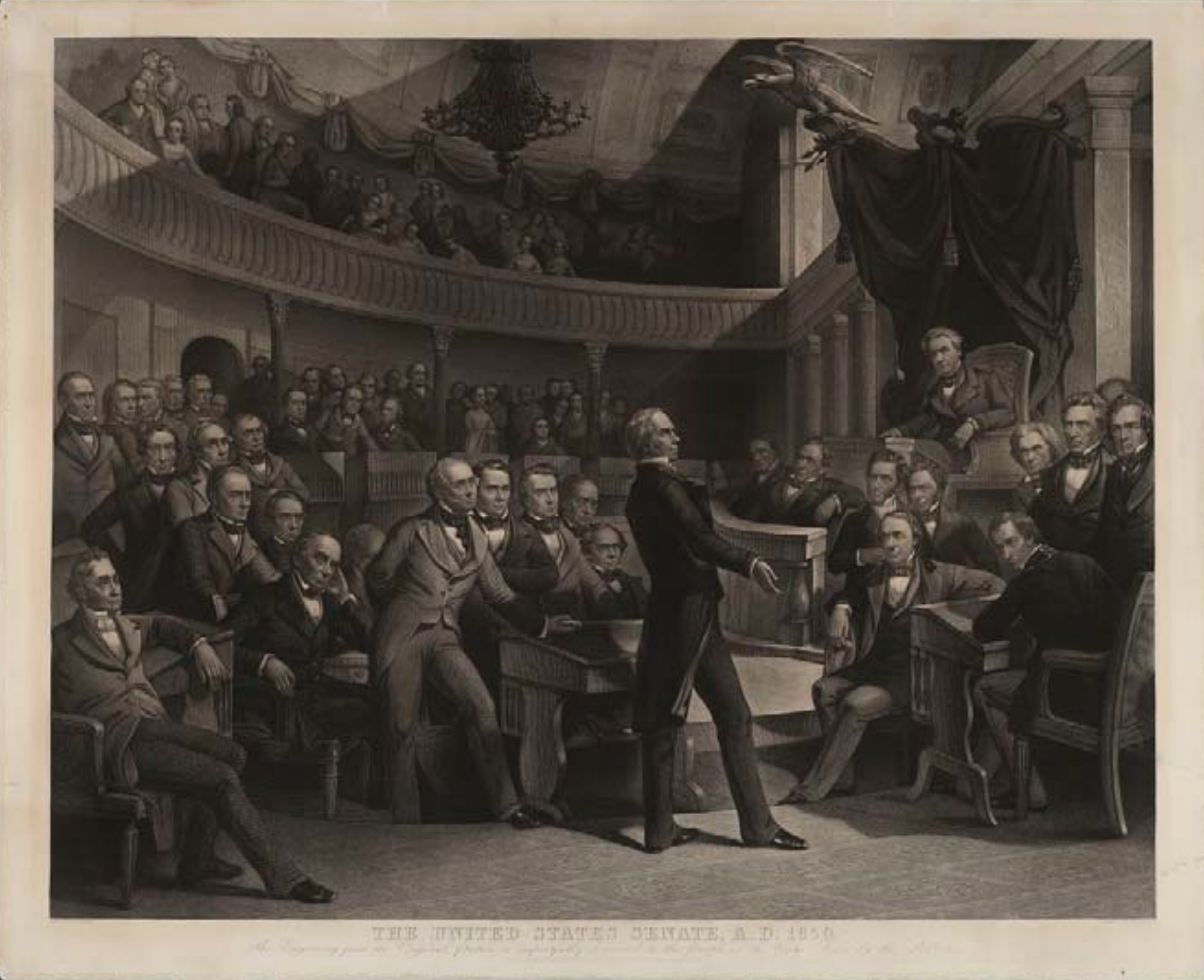 Historic painting of Senator Henry Clay introducing the Compromise of 1850, one of the most contentious issues in U.S. Senate history. This image is from the Library of Congress.