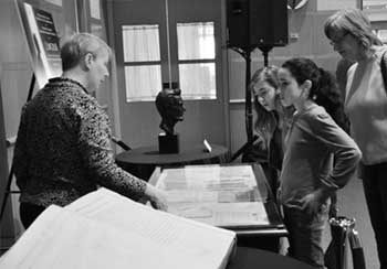 Students examine the documents