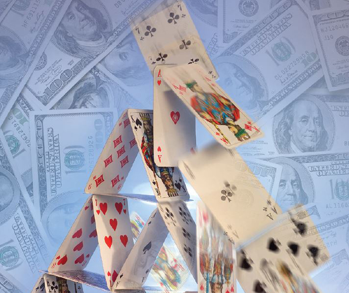 Graphic of a house of cards collapsing
