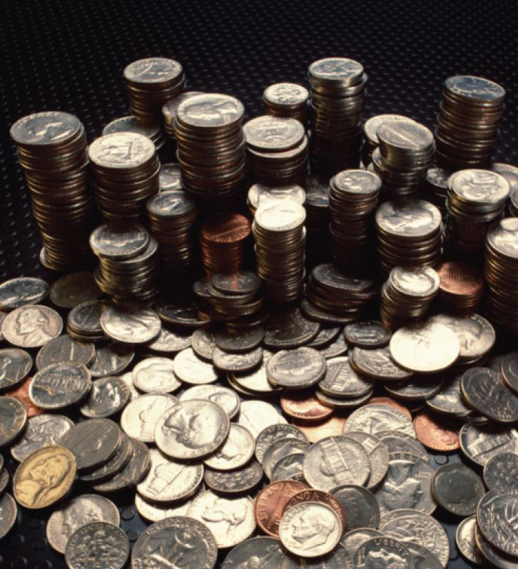 An image of several stacks of coins