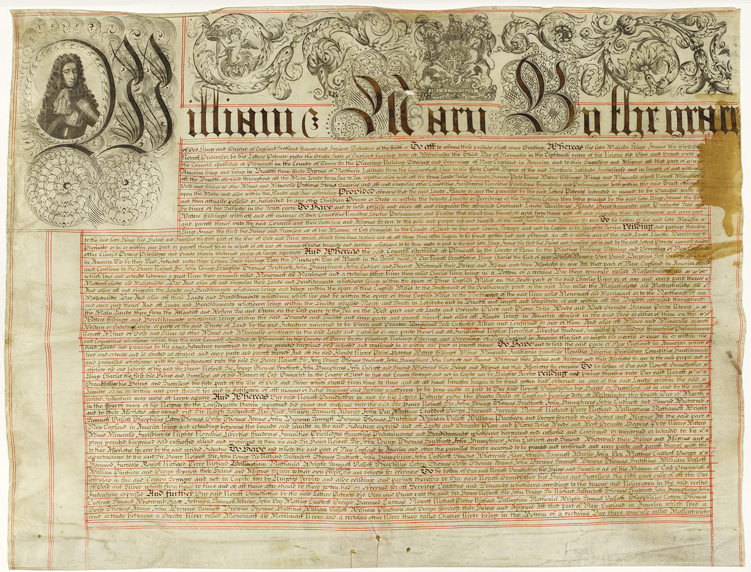 Photo of the 1691 Massachusetts Bay Charter